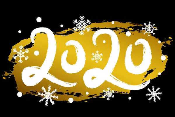 Vector 2020 Feliz Año Nuevo ilustración con efecto brillo de oro, copos de nieve. Tarjeta de felicitación creativa, póster o pancarta . — Vector de stock