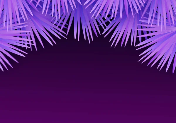 Vektor bunte moderne Illustration mit tropischen Palmblättern und Platz für Text. Trendige Nacht exotischen Hintergrund — Stockvektor