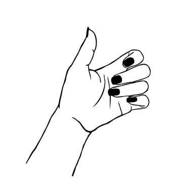 Jestin vektör illüstrasyonu - beyaz arkaplanda Tamam işareti gösteren kadın eli