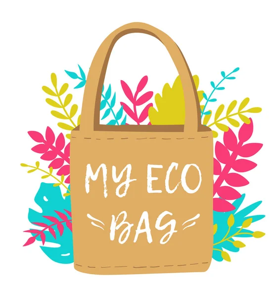 Ilustración vectorial de la bolsa eco reutilizable. Cero residuos y salvar el planeta concepto y estilo de vida — Archivo Imágenes Vectoriales