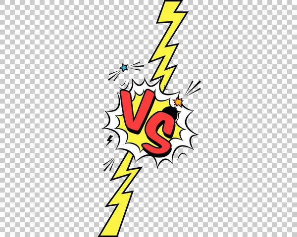 Vektor bunte Illustration von versus Buchstaben mit Sprechblase, Bombe explosiv im Comic-Pop-Art-Stil — Stockvektor
