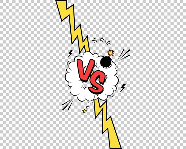 Vektor bunte Illustration von versus Buchstaben mit Sprechblase, Bombe explosiv im Comic-Pop-Art-Stil — Stockvektor