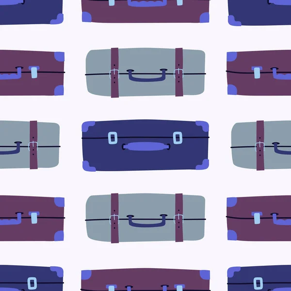 Wektor płynny wzór tła z kolorowymi walizkami. Modny design z zabytkowym bagażem do modnego druku tekstylnego, podróży letnich i turystyki — Wektor stockowy