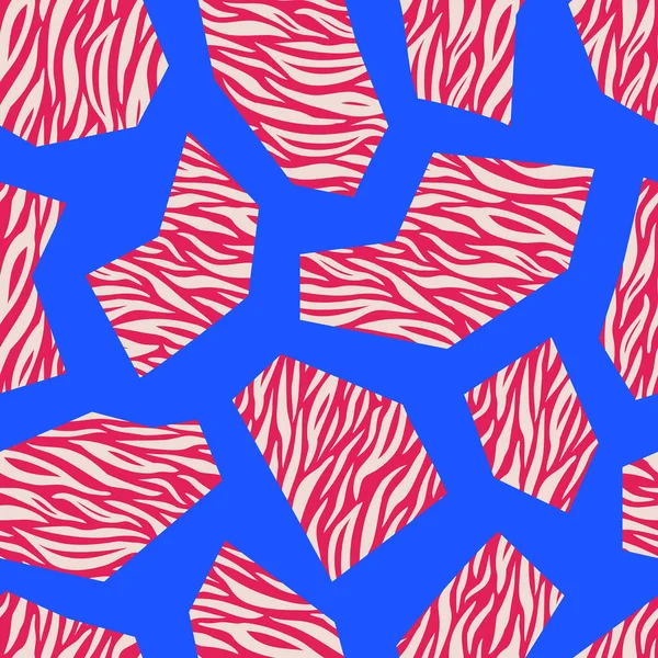 Vektor Zebra Sömlös Geometrisk Mönster Design Färgglada Mode Djur Tryck — Stock vektor