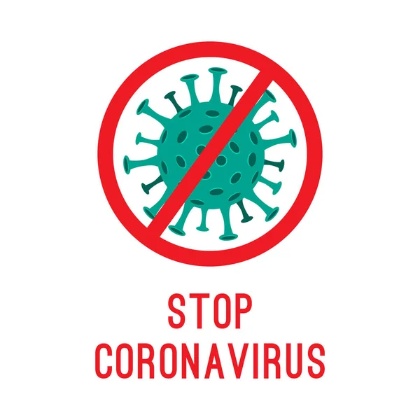 Vector Coronavirus Icono Con Red Prohibit Stop Signo Aislado Sobre — Vector de stock