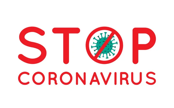 Vector Coronavirus Icon Red Prohibit Stop Sign Isolated White Background — Stock Vector