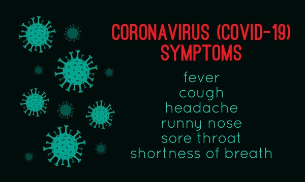 Illustrazione Dei Sintomi Del Vettore Coronavirus Abstract Covid Romanzo Coronavirus — Vettoriale Stock