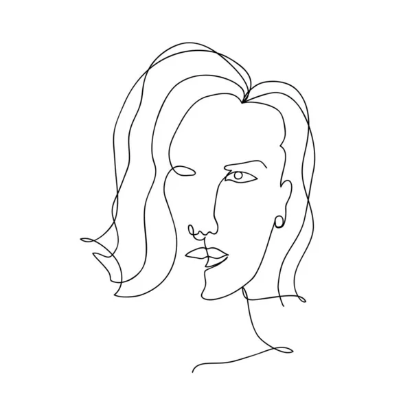 Wektor Abstrakcyjny Modny Ilustracja Jednej Linii Rysunek Kobiety Nowoczesne Dzieła — Wektor stockowy