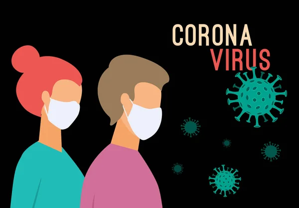 Illustration Vectorielle Pandémie Coronavirus Nouveau Coronavirus 2019 Ncov Homme Femme — Image vectorielle
