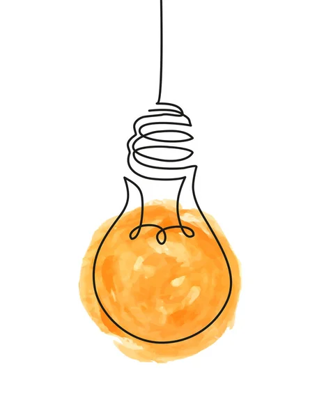 Векторна Ілюстрація Безперервної Лінії Креслення Висячої Блискучої Електричної Лампочки Творча — стоковий вектор