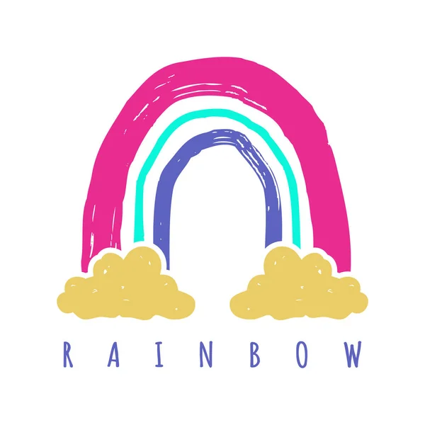 Vector Illustration Cute Creative Rainbow Clouds Childish Print Shirt Apparel — Stock Vector