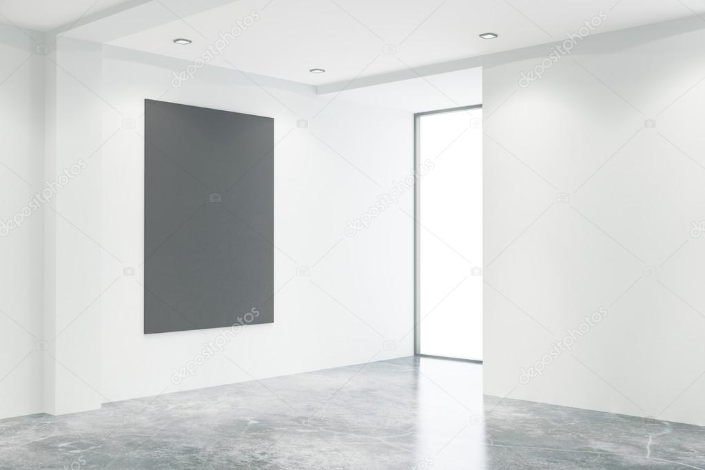 Concrete office with empty chalkboard