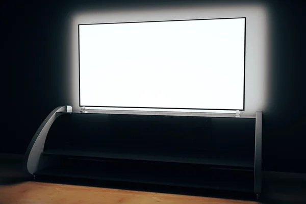 TV-scherm in donkere kamer zijde — Stockfoto