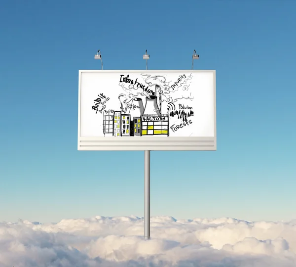 Billboard met infrastructuur schets — Stockfoto