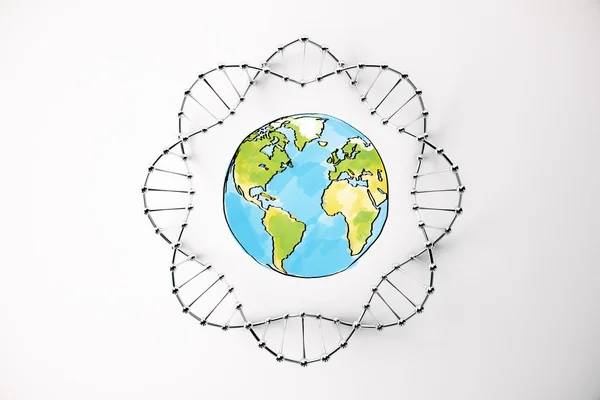 Cercle ADN avec croquis globe — Photo