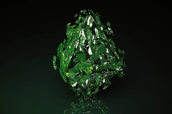 Figura de cristal verde roto — Foto de Stock