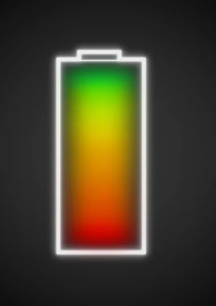 Abstraktní ikona plné baterie na tmavém pozadí. Energetická koncepce — Stock fotografie