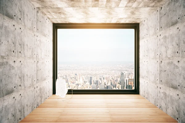Окно с видом на город — стоковое фото