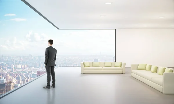 Lounge interior with city view — Stock Photo, Image