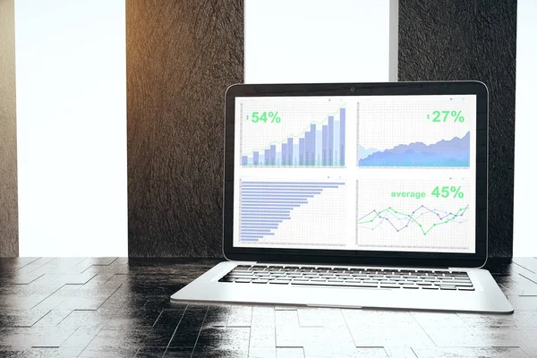 Üzleti diagram hordozhatószámítógép-képernyő — Stock Fotó