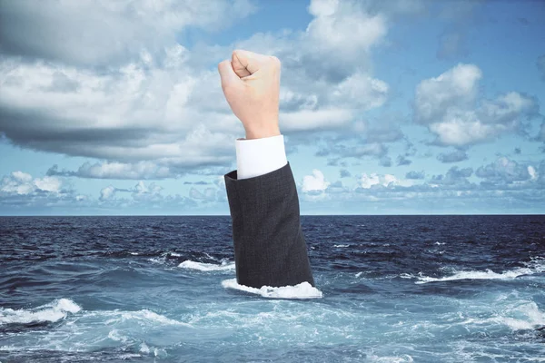 Drowning businessman's hand asking for help. Crisis concept — Stock Photo, Image