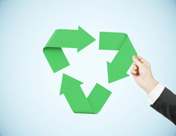 Man duwen recycling symbool — Stockfoto