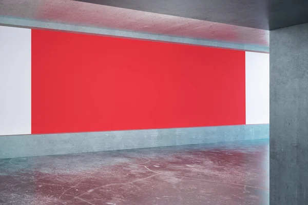 Interior de hormigón con cartelera roja — Foto de Stock