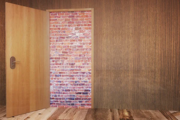 Wooden wall with door — Stock Photo, Image