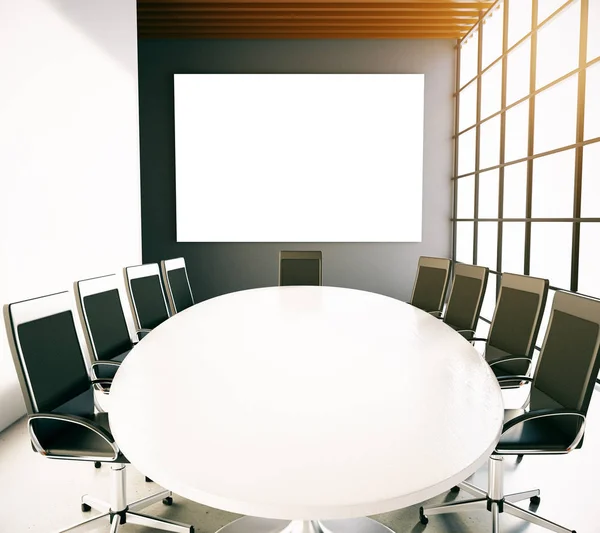 Conference room with empty whiteboard