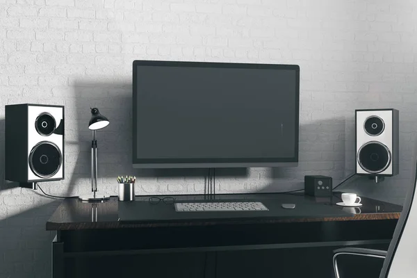 Designer desktop com computador — Fotografia de Stock