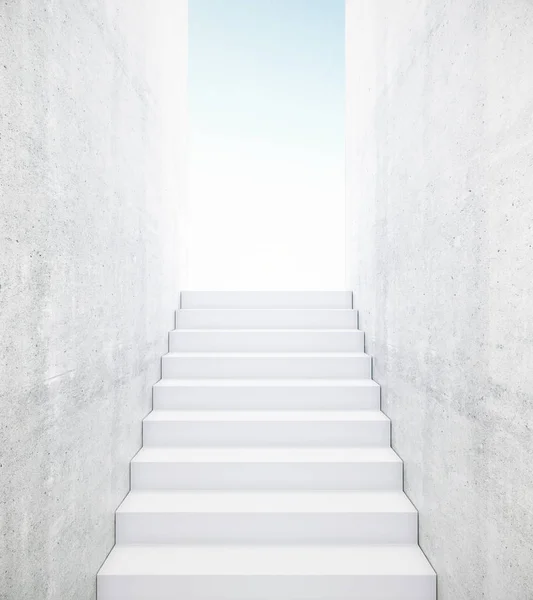 通往光明的混凝土楼梯。成功的概念。3d 渲染 — 图库照片