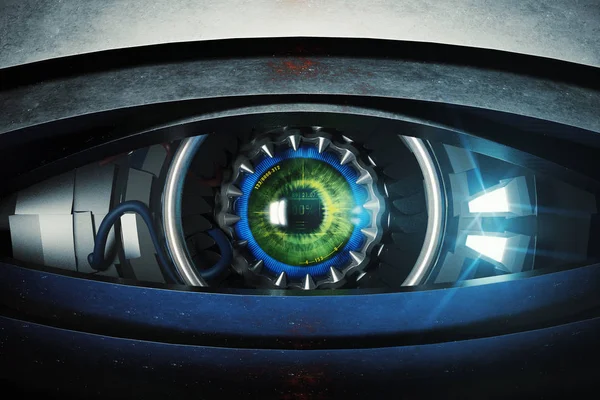 Green Cyber eye front — стоковое фото