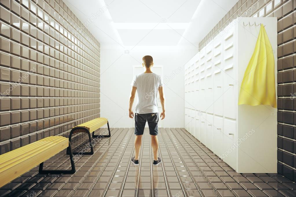 Man in changing room