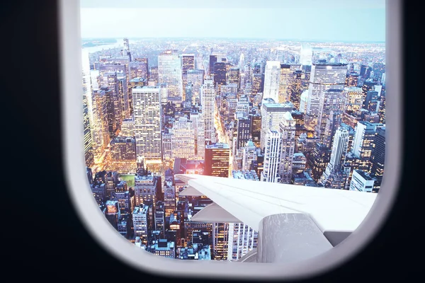 Vliegtuig uitzicht vanaf illuminator — Stockfoto