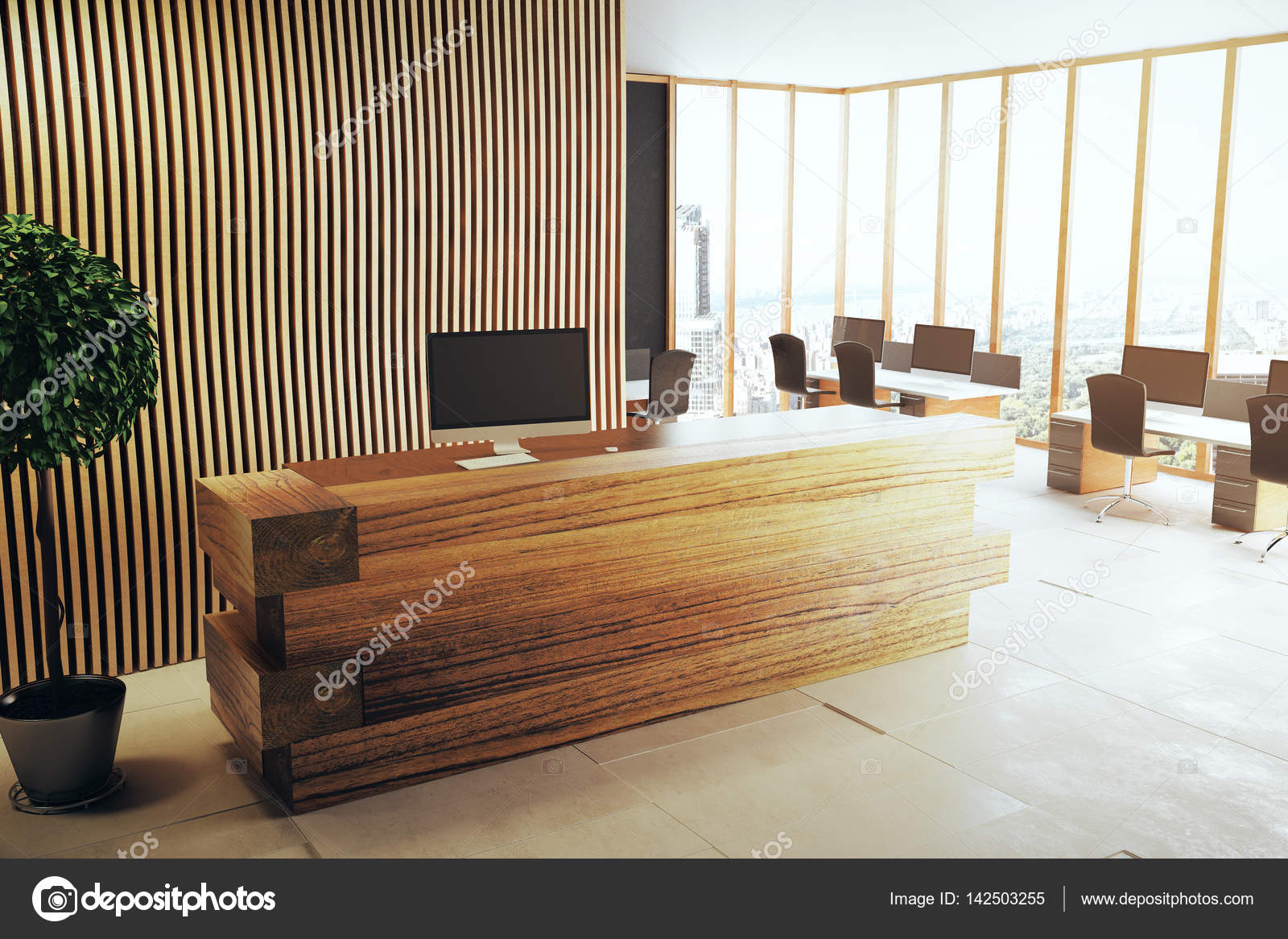 Wooden Reception Desk Stock Photo Peshkov 142503255 Wooden Reception Desk Stock Photo