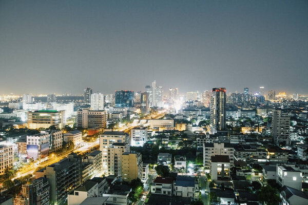 Illuminated night Bangkok city wallpaper