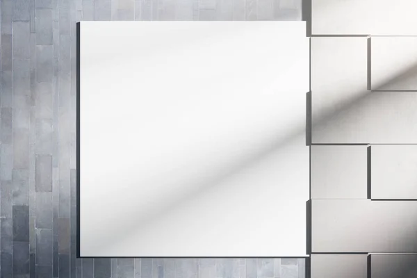 Holzwand mit weißem Poster — Stockfoto