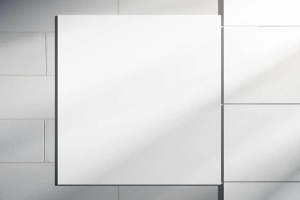 Kakel vägg med vit affisch — Stockfoto
