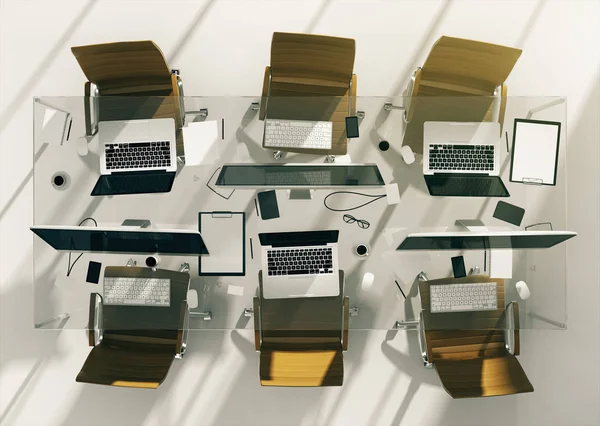 Top view of table with equipment — Stock Photo, Image