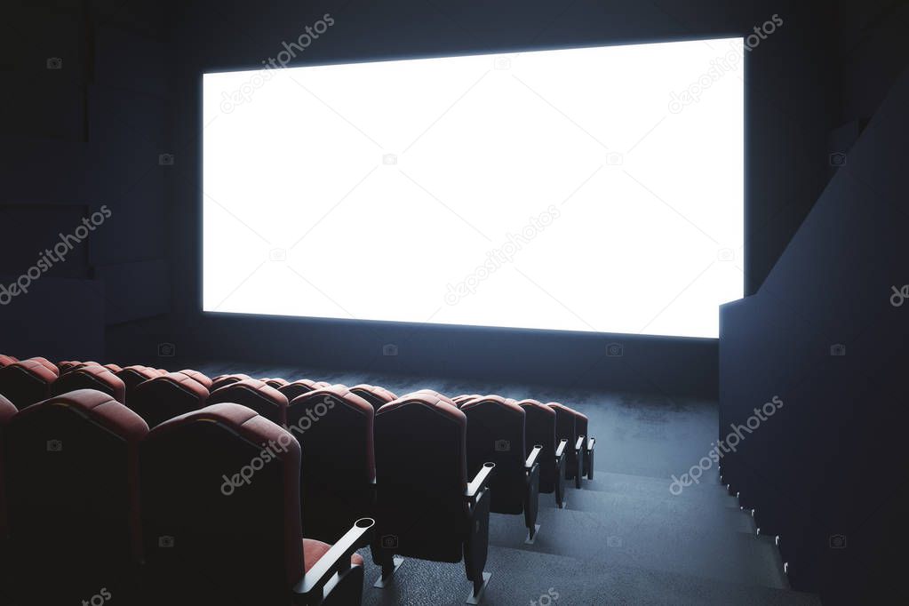 Blank cinema screen side