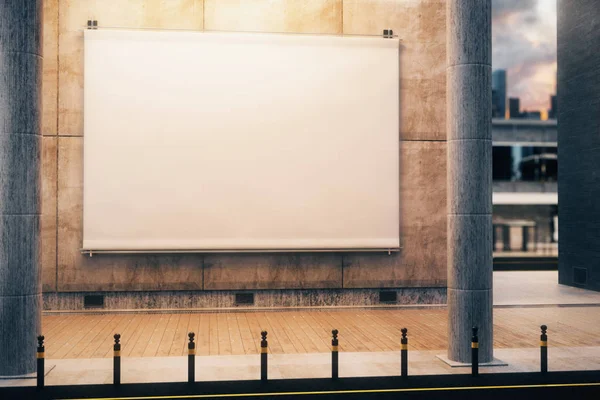 Lege witte reclamebord, nachttijd — Stockfoto