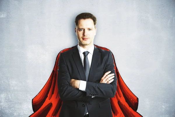Businessman with cape — Stock Photo, Image