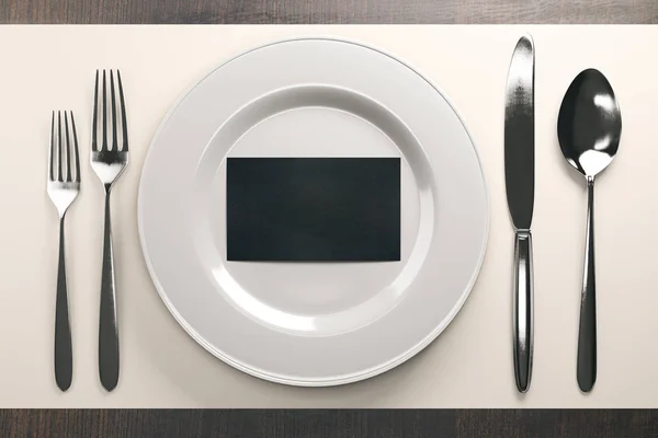 Jantar com cartão de visita preto — Fotografia de Stock