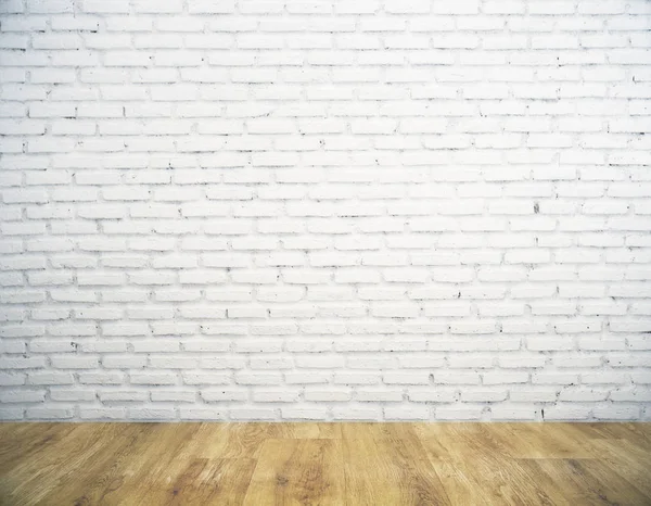 Interno della camera con muro di mattoni bianchi — Foto Stock