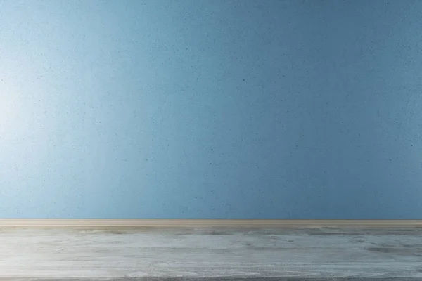 Інтер'єр з синьою стіною і дерев'яною підлогою — стокове фото