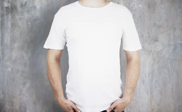 Casual male in white shirt front