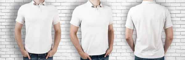 Männer tragen leeres weißes Hemd — Stockfoto