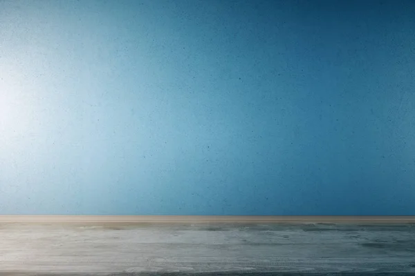 Habitación con pared azul y suelo de madera — Foto de Stock