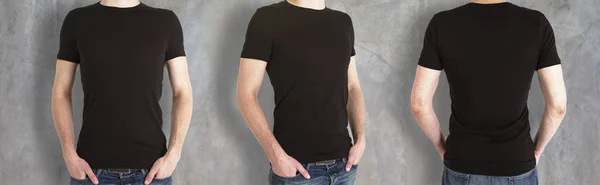 Guys wearing empty black shirt — Stock Photo, Image