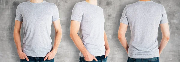 Mężczyzn na sobie pustej szara koszula — Zdjęcie stockowe